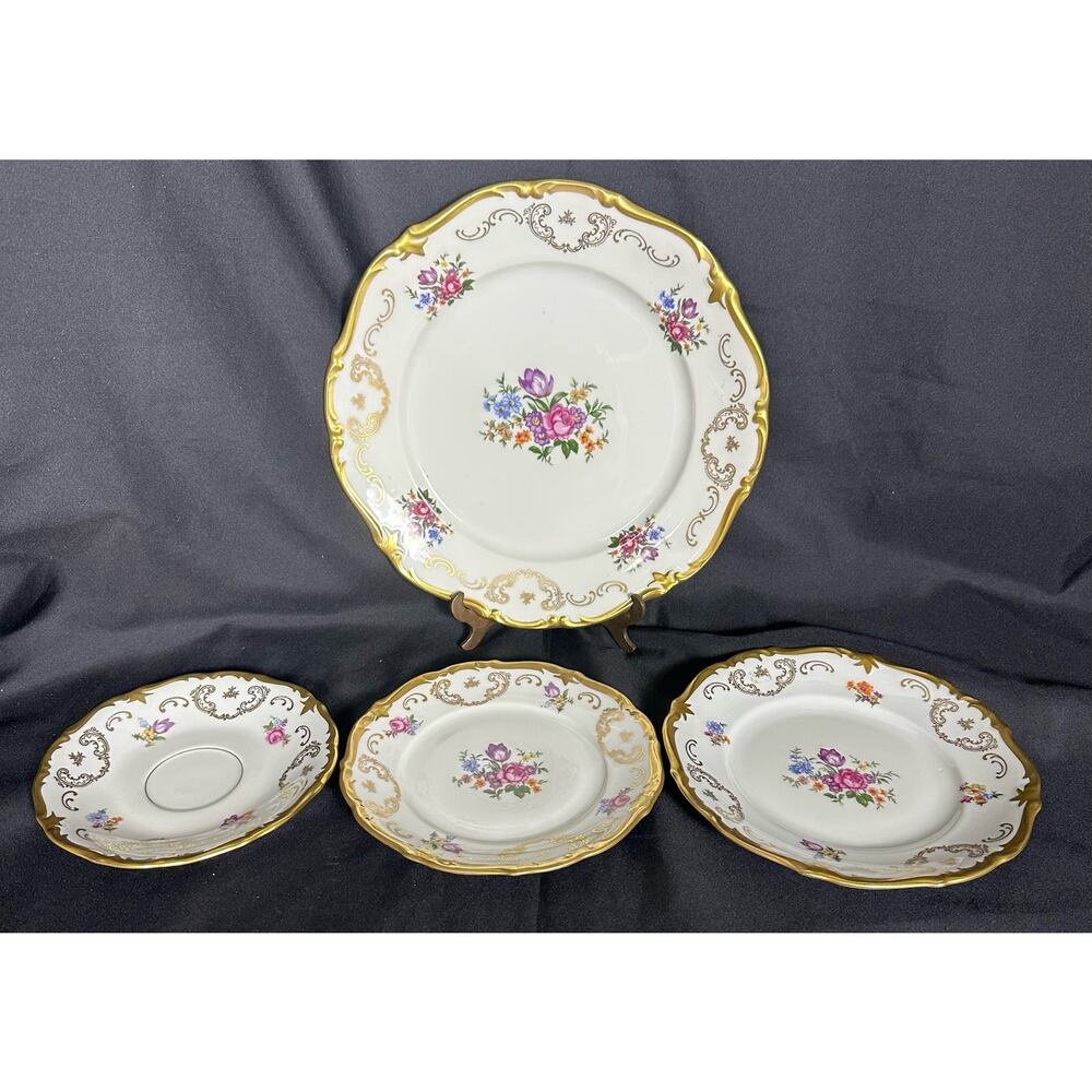 REICHENBACH GDR Dinner, Salad, Bread & Butter, Saucer Plates-RARE-One Set of  4